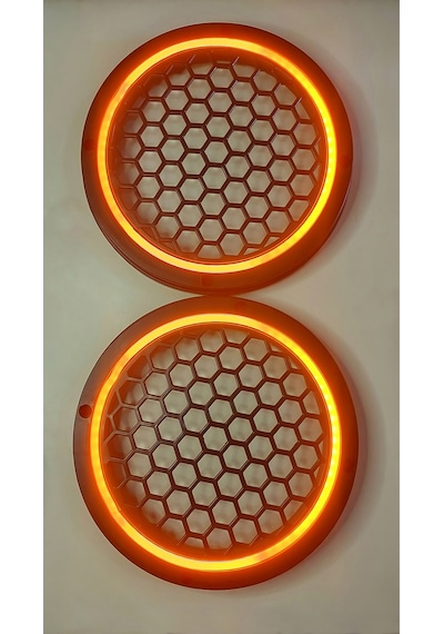 Hoparlör Kapağı 16 Cm Ledli 2'li Takım - Turuncu