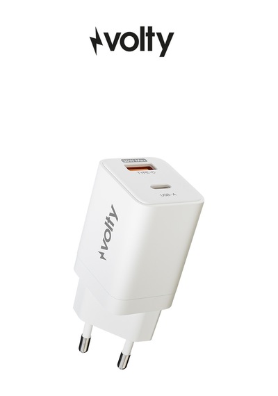 Hızlı Şarj Adaptörü 30w Pd Gan, Usb-c & Usb-a, İphone & Samsung Uyumlu, 55gr Beyaz-v0102008