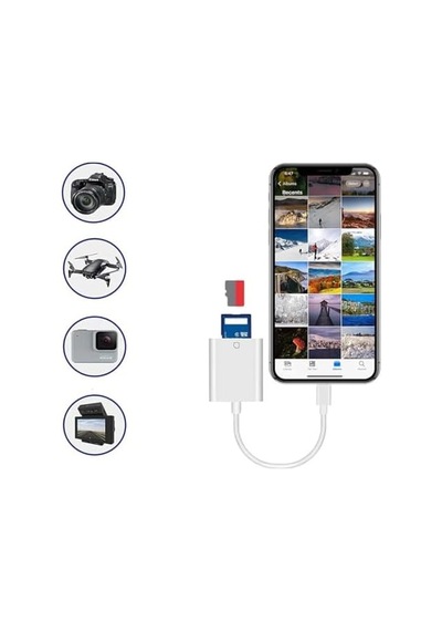 Lightning Girişli İphone 11 12 13 14 Uyumlu Kart Okuyucu Sd Kart Adaptörü Tf Kart Okuyucu Disk Adaptörü Mobil Kart Okuyucu Hızlı Aksesuarları Bağlayın - S101 - Lightning