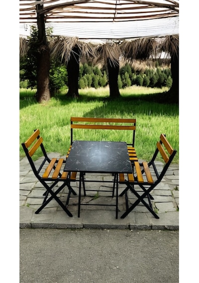 Modern Balkon Bahçe Mutfak Bistro Set Katlanır Masa-sandalye Sarı
