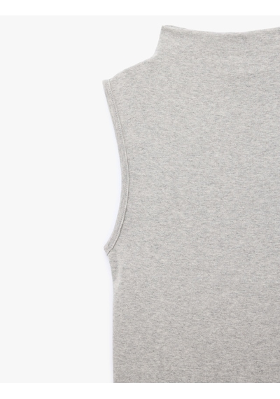 Koton Modal Karışımlı Slim Fit Dik Yaka Kolsuz Atlet Gri Melanj 7wal30033ık