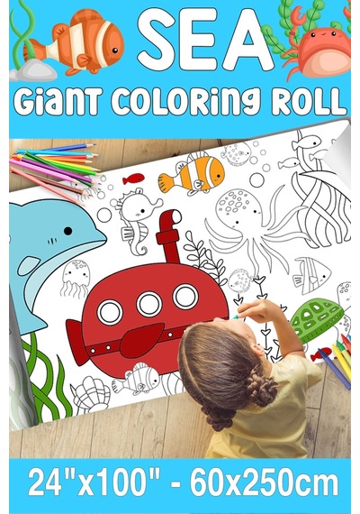 Melolisa Deniz Dev Boy Boyama Kağıdı - Farm Kids Coloring Roll - Giant Painting Paper Roll For Kids