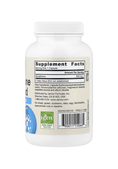 Jarrow Formulas, Vegan Glutathione Reduced, 500 Mg, 120 Veggie Capsules