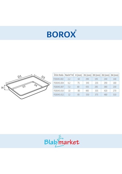 Borox Numune Taşıma Tepsisi 7,3L PP Tepsi Numune Kabı
