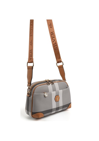 Silver Polo Sp1094 Kadın Çapraz Çanta Ekose Gri-a.taba
