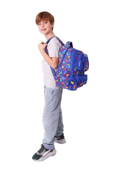 Kaukko Kids Erkek Çocuk Moster Baskılı Monster Altı Bölmeli İlkokul Sırt Çantası - L5404 Mavi