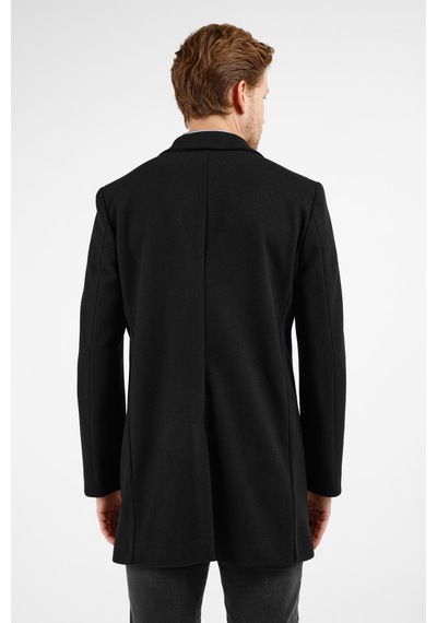 İmza Siyah Mono Yaka Esnek Slim Fit Classic Kaşe Palto 1005255101 Siyah