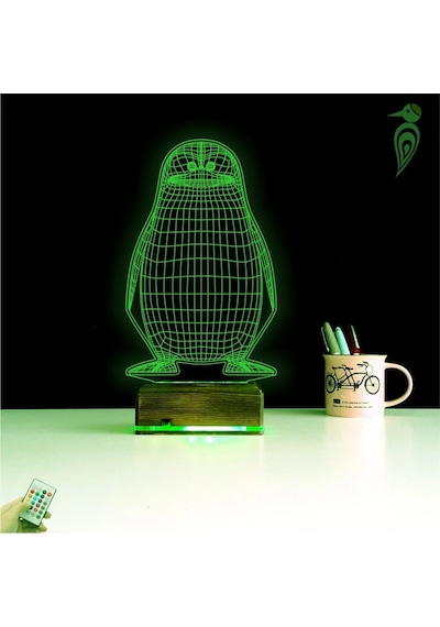 Luvivia Penguen Çocuk Odası Tasarım 3d Lamba - Masa Gece Lambası Şeffaf