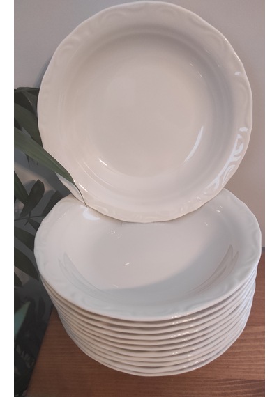 Porland Porselen Kum Beji 12 Adet 19 Cm Büyük Çukur Tabak