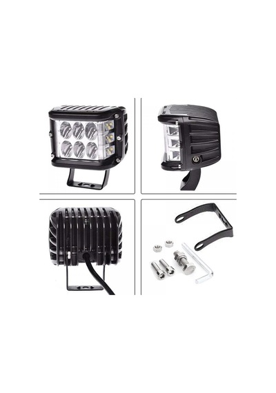 Beyaz Led Sarı Çakarlı Kare Off Road Sis Farı Çalışma Lambası 12 Led 10-30v 36w
