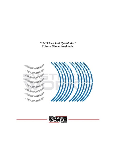 Bajaj Rs200 Jant Sticker Dış Ve İç Set Sticker Jant Şeridi Mavi 90359704