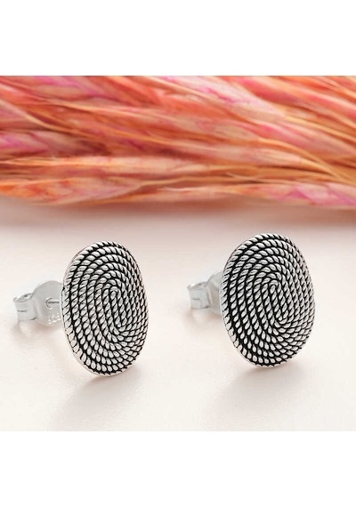 Gümüş Oval Çivili Kadın Küpe Gold - Rose Gold