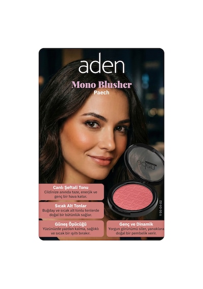 Aden Mono Blusher - Tekli Allık 02 Peach Şeftali 0