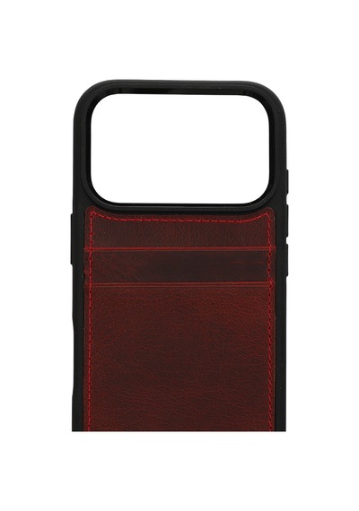 Vintage Wallet Kartlıklı Premium Deri Kılıf Apple Uyumlu iPhone 17 Pro Rustik Bordo