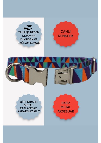 Caramelos İsimli Köpek Tasması, Köpek Künyesi, Köpek İsimlik 240 Mavi - Mor