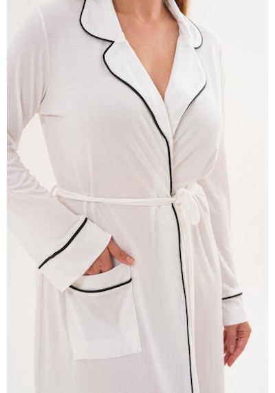 Mecit Pijama Mecit 6309 Ekru Kadın Uzun Sabahlık Ekru