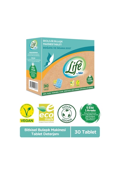 Life by Fakir Ekolojik Vegan Bulaşık Makinesi Deterjanı 30 Tablet