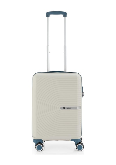 Mçs Bavul Orta Ve Kabin 2li Set Kırılmaz Silikon Valiz V374 Kemik/skyblue Kemik
