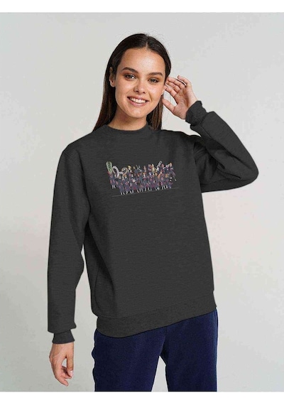 Naruto Akatsuki Baskılı Füme Antrasit Kadın Sweatshirt