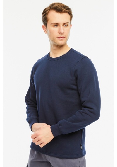 Uniprom Sweatshirt Bisiklet Yaka Içi Polarlı 3 Iplik Pamuklu Normal Kesim Erkek Lacivert