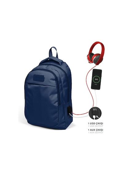 Coral High Sırt Çantası ve Beslenme Çantası Seti Lacivert - Usb Soketli