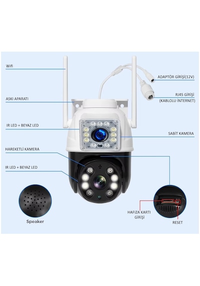 O-kam 3012 Dual Lens 6mp Wifi Akıllı Kamera , Yapay Zeka, Gece Görüş, Karşılıklı Konuşma