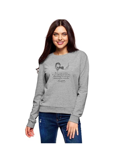 10 Kasım Anıt Kabir Beyaz Zemin Baskılı Gri Kadın Sweatshirt
