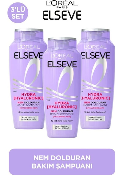 L'Oreal Paris Elseve Hydra Hyaluronic Nem Dolduran Bakım Şampuanı 3 x 300 ML