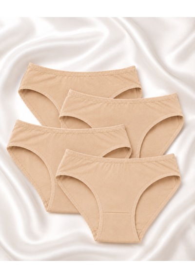 Skin Verse Penye Bikini Külot 4'lü Set Bej - Ten