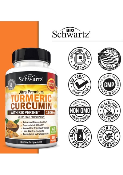 Bioschwartz Turmeric Curcumin With Bio.pe.rine 1500 Mg 180 Kapsül 60 Serving