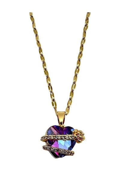 Arnes Jewelry Çelik Zirkon Taşlı Kalpli Kolye Ar478nes Gold