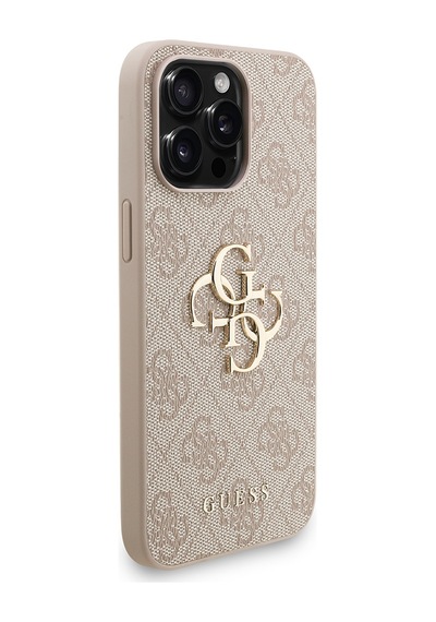 Apple Uyumlu iPhone 15 Pro Max Kılıf Guess Lisanslı Bilek Askı İpli Metal 4g Ve Yazı Logolu Kapak Pembe