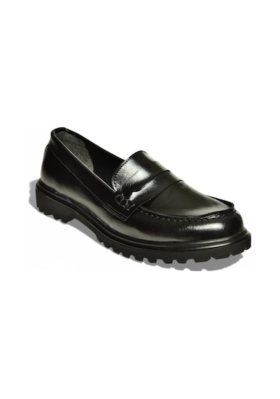 Fox Shoes Y996051060 Siyah Rustik Alçak Tabanlı Kadın Makosen Ayakkabı Siyah