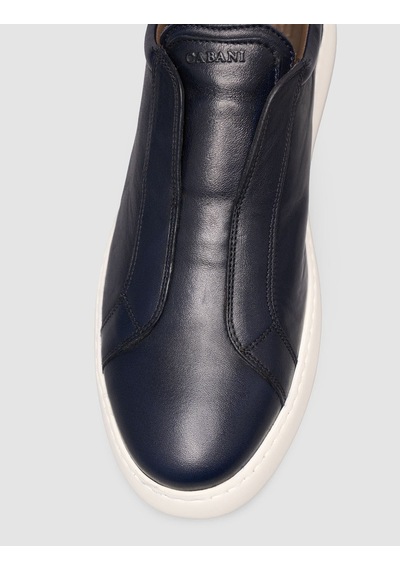 Cabani Lacivert Hakiki Deri Slip-on Sneaker Ayakkabı Lacivert