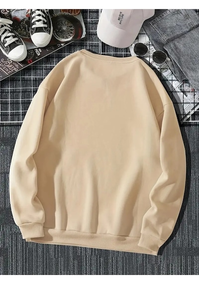 Uyguntarz Unisex Tarot Kart Baskılı Oversize Sweatshirt Bej