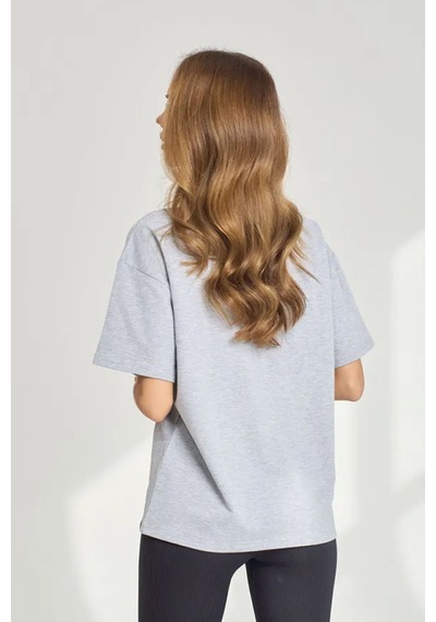 Uyguntarz Unisex Pamuklu Oversize Basic Tshirt Gri
