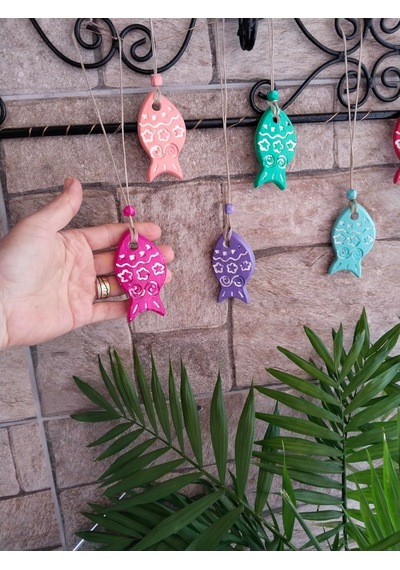 Dekoratif Balık Figürlü Duvar Süsü, 7 Parça, Renkli El Boyaması, Bahçe Ve Balkon Süsleme 6 Cm Çok Renkli