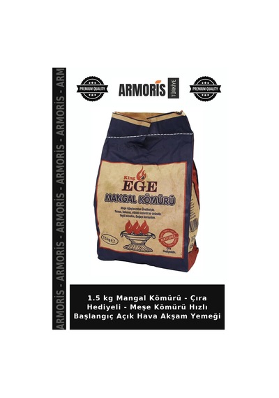 1.5 Kg Mangal Kömürü - Çıra Hediyeli - Meşe Kömürü Hızlı Başlangıç Açık Hava Akşam Yemeği