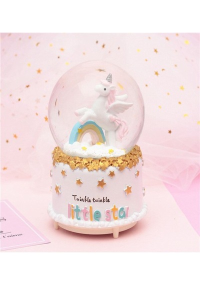 Unicorn Püskürtmeli Işıklı Ve Müzikli Büyük Boy Kar Küresi