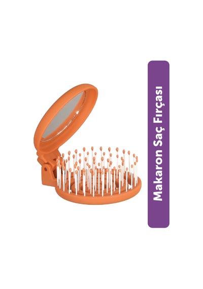 Beauty Makaron Saç Fırçası - 3d Esnek, Aynalı, Çanta Boy - Compact Detangler Sonbahar Turuncusu