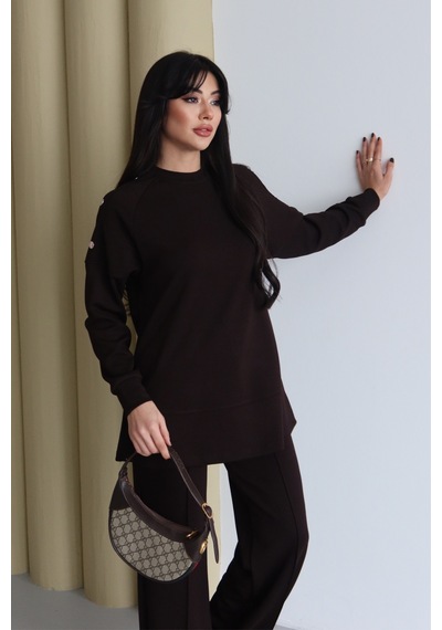 Balenbi Omuz Çıtçıt Detaylı Bisiklet Yaka Oversize Modal Tesettür Takım 1178 Kahverengi Balenbi Omuz Çıtçıt Detaylı Bisiklet Yaka Oversize Modal Tesettür Takım 1178 Kahverengi