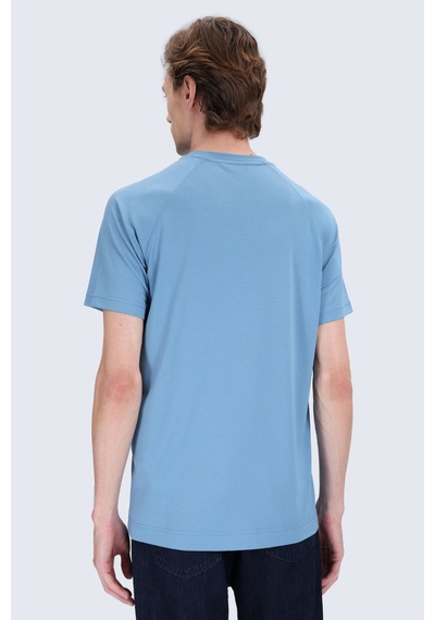 Hatemoğlu Mavi Regular Fit Bisiklet Yaka Reglan Kol Tişört