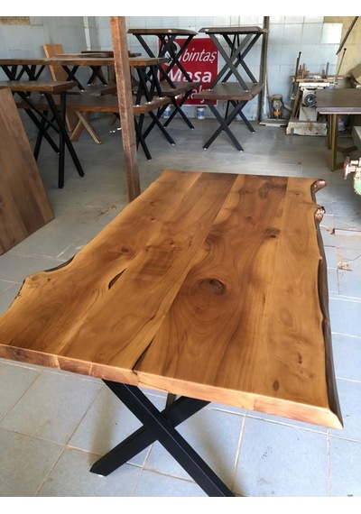 Bintaşmobilya Doğal Ceviz Ağacı Kütük Yemek Masası 85X150.Cm