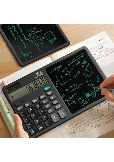 Dijital Hesap Makinesi, 7 İnç Lcd Not Defteri Ekranlı, Sessiz Tuşlu, Taşınabilir Yazı Pedi,öğre Siyah