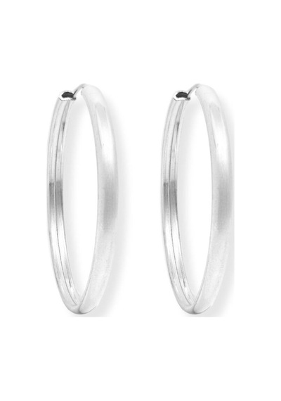 Oya Silver Oval Hatlı Yuvarlak Gümüş Halka Küpe 3.5x3.5cm-3mm Kalınlık 925 Ayar