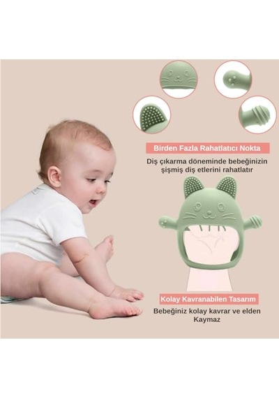 Bebek Diş Kaşıyıcı Silikon Premium Gıda Sınıfı Çok Renkli