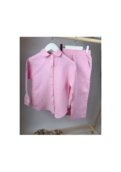 Poala Kids Müslin Gömlekli Pembe Takım