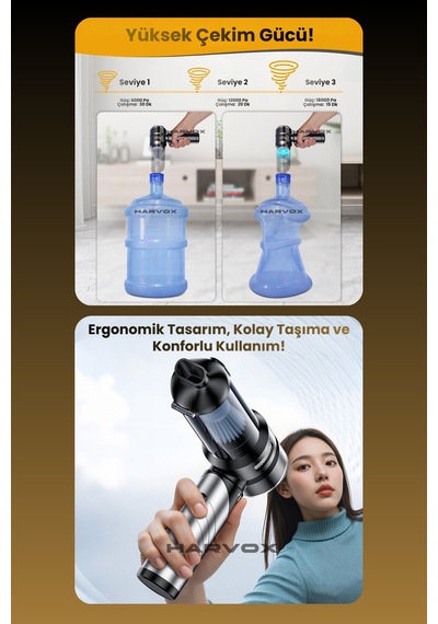 18000pa Güçlü Vakum Araç Süpürgesi Taşınabilir Çantalı 6000mah Bataryalı Üflemeli Hxvc-002