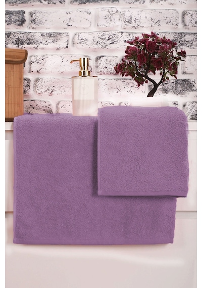 2 Parça Kadın / Erkek Banyo Duş Hamam Havlu Seti 90x150 Cm %100 Pamuklu Mor