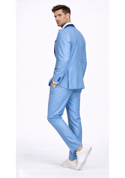 Fabıo Cassel Erkek Damatlık Slim Fit Takım Elbise Açık Mavi